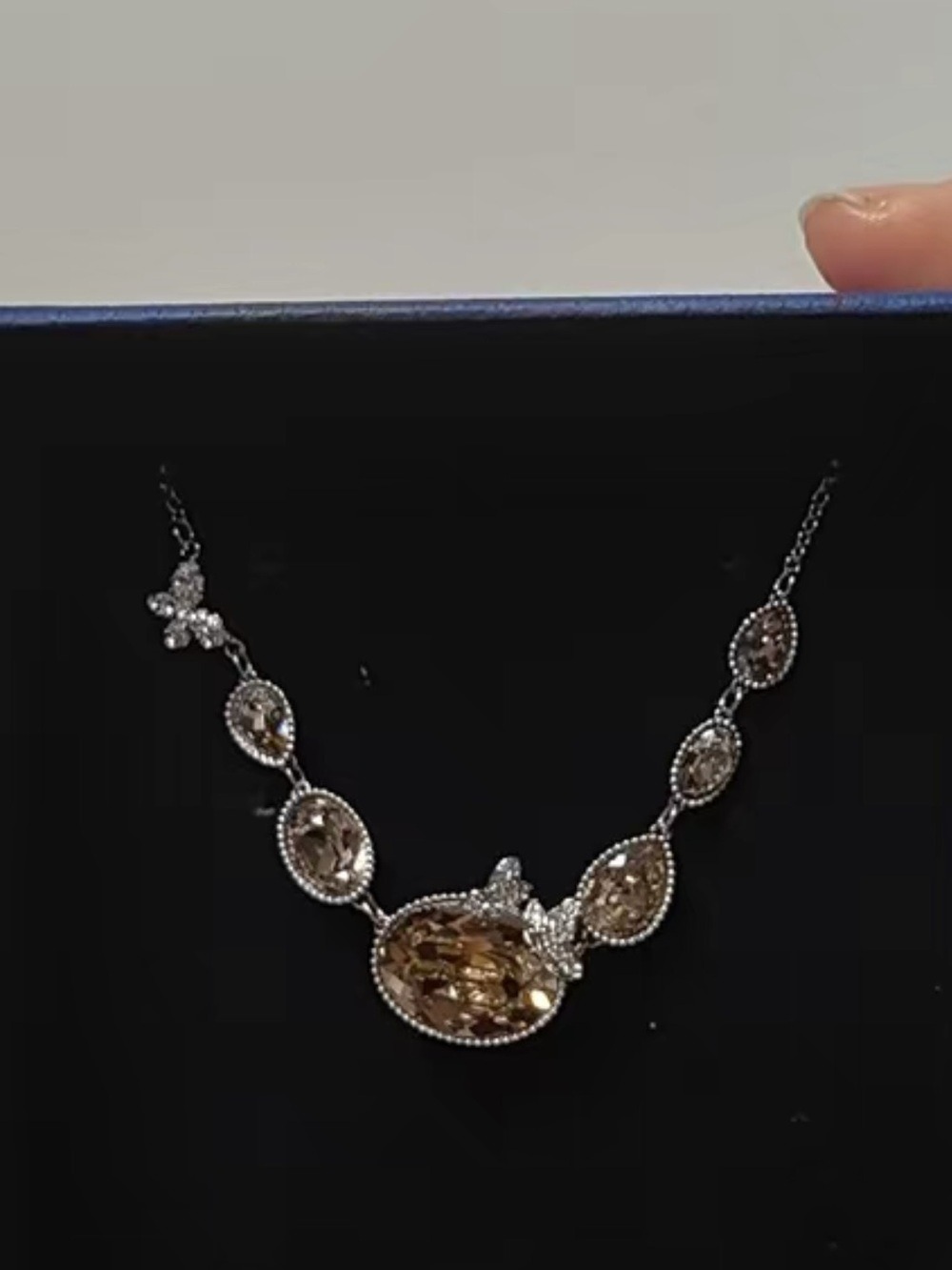 Swarovski Disney Cinderella All-Around Necklace Peach Crystals Butterflies RARE